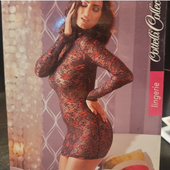 2️⃣7️⃣Kleid Lingerie Dress Floral Sheen Sz S Lace - Picture 5 of 5